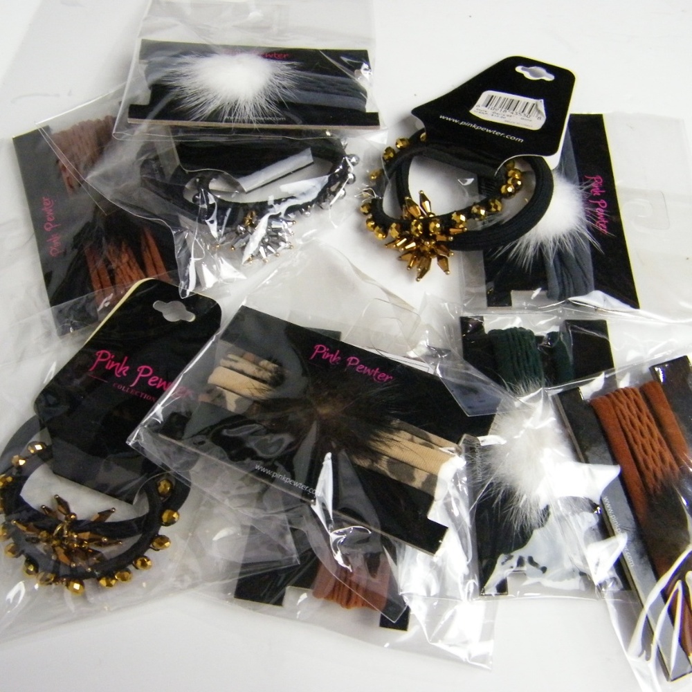 Lot of 10 NWT PINK PEWTER Collection Hair Jewelry